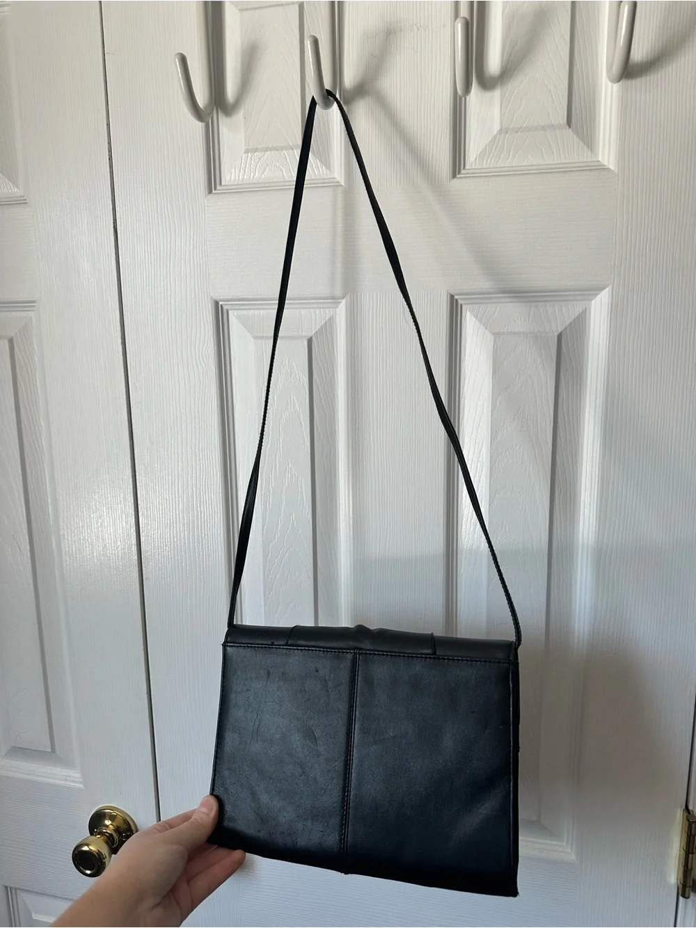 Vintage Black Pleated Convertible Clutch with Crossbody Shoulder Strap and Snap